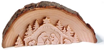 kerstgroep in halve boomschijf, klein